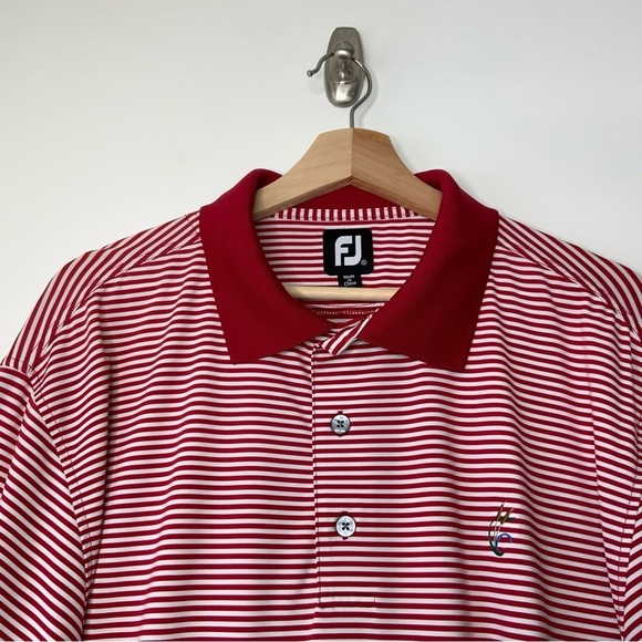 FootJoy FJ Men’s XL RedWhite Striped Moisture Wicking Golf Polo Shirt. - Picture 3 of 8